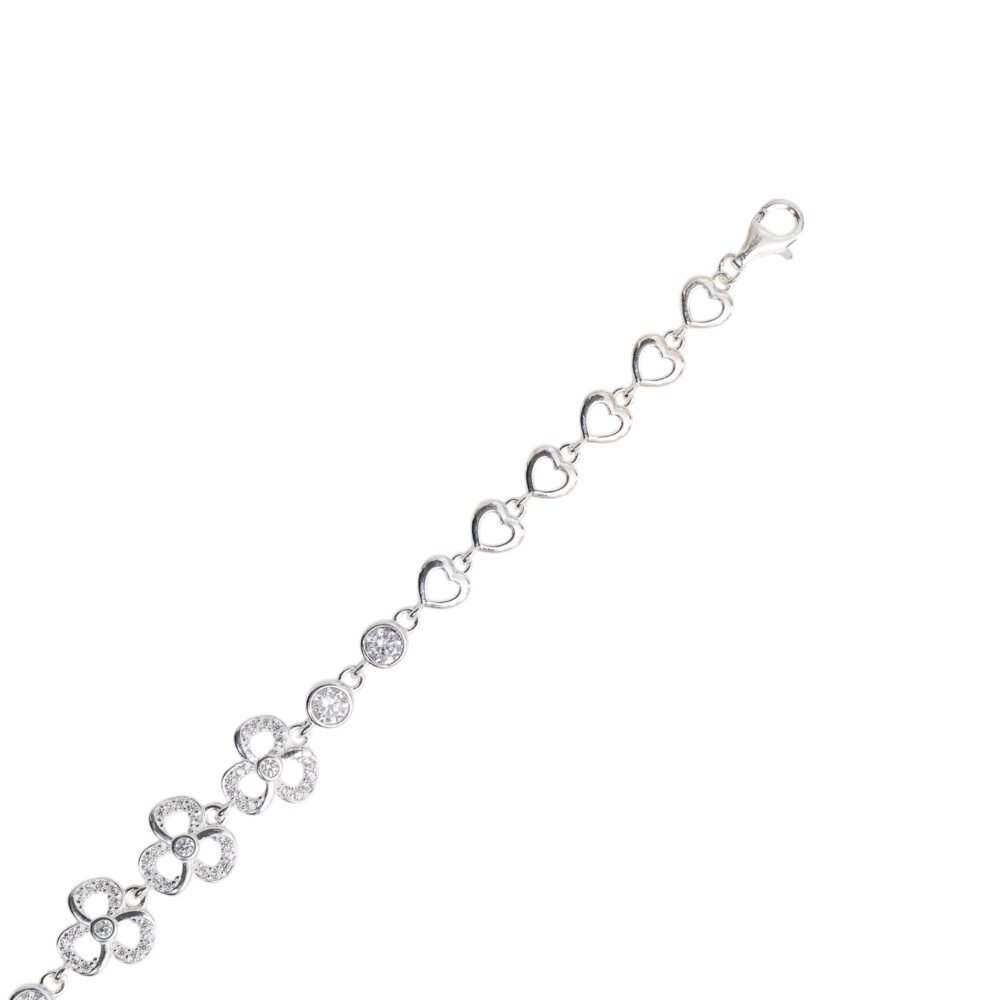 Lắc tay 3 hoa ba cánh viền tim – SP3735 - Ảnh 3