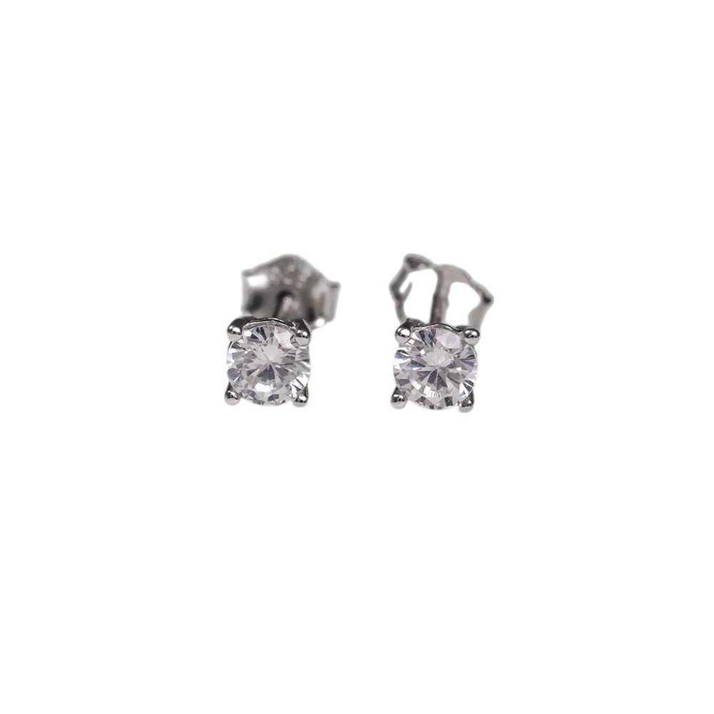 Khuyên tai tròn đá 4 chấu bế cạnh – SP3210