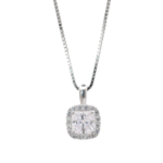 Dây chuyền bạc mặt đá vuông viền đẹp sang trọng