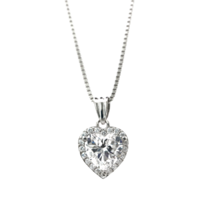 Dây chuyền bạc mặt tim đá nổi tinh tế