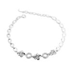 Lắc tay bạc hoa năm cánh đính đá hình tròn – 3736