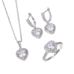 Set trang sức bạc S925 trái tim đính đá – K0001