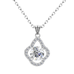 Dây chuyền bạc S925 moissanite clover halo – K0005