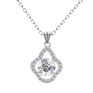 Dây chuyền bạc S925 moissanite clover halo - K0005