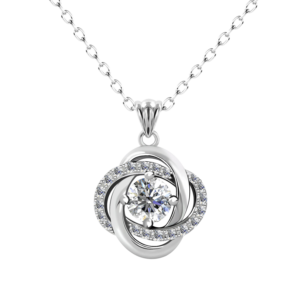 Dây chuyền bạc S925 mặt xoắn đính moissanite 💎 - K0007