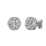 Bông tai bạc S925 đính moissanite tròn 💎 – K0012
