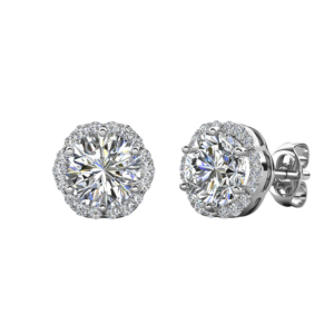 Bông tai bạc S925 đính moissanite tròn 💎 - K0012