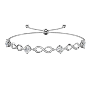 Vòng tay bạc S925 infinity đính moissanite - K0014