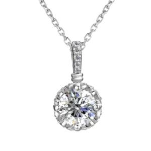 Dây chuyền bạc S925 moissanite round cut 💎 - K0018
