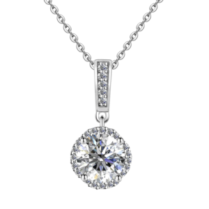 Dây chuyền bạc S925 moissanite tròn 2CT 💎 - K0025