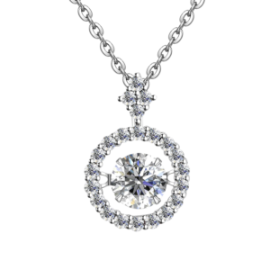 Dây chuyền bạc S925 moissanite tròn halo 💎 - K0026