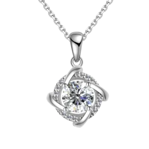 Dây chuyền bạc S925 moissanite xoắn 1CT 💎 - K0027
