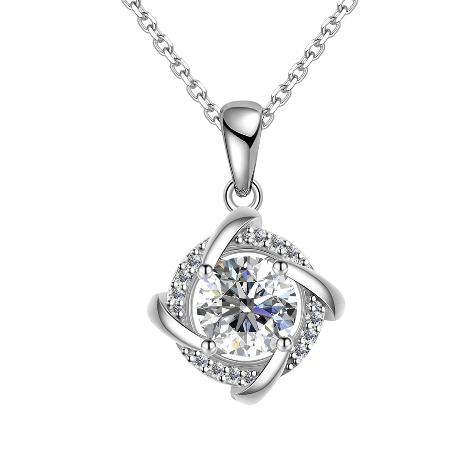 Dây chuyền bạc S925 moissanite xoắn 1CT 💎 - K0027