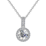 Dây chuyền bạc S925 moissanite tròn VVS1 💎 1CT – K0029