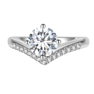 Nhẫn bạc S925 moissanite 1CT chữ V - K0032