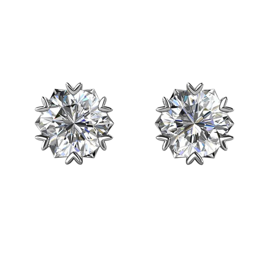 Bông tai bạc S925 moissanite hoa tuyết - K0036