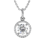 Dây chuyền bạc S925 moissanite halo 1CT – K0037