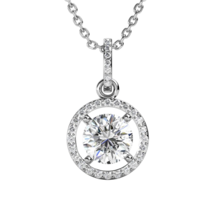 Dây chuyền bạc S925 moissanite halo 1CT - K0037