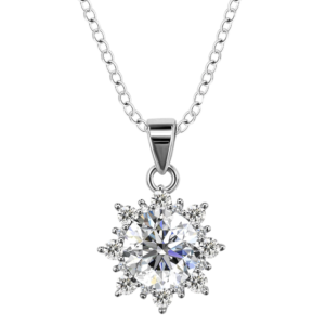 Dây chuyền bạc S925 moissanite halo nữ 💎 - K0044