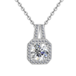 Dây chuyền bạc S925 moissanite cushion 1 carat – K0048
