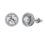 Bông tai bạc S925 moissanite halo 1 carat – K0050