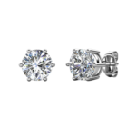 Bông tai bạc S925 moissanite 1.3CT VVS1 stud – K0051