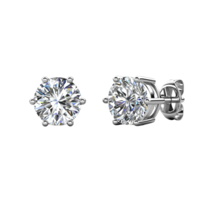 Bông tai bạc S925 moissanite 1.3CT VVS1 stud - K0051