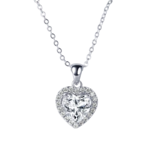 Dây chuyền bạc S925 moissanite trái tim 1CT - K0052