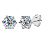 Bông tai bạc S925 moissanite solitaire 1 carat – K0053