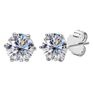 Bông tai bạc S925 moissanite solitaire 1 carat - K0053