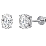 Bông tai bạc S925 moissanite oval cao cấp – K0056