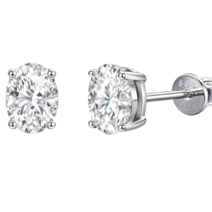 Bông tai bạc S925 moissanite oval cao cấp - K0056