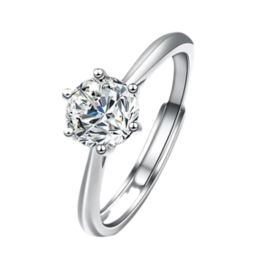Nhẫn bạc S925 moissanite 2CT VVS1 6 chấu - K0061