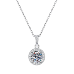 Dây chuyền bạc S925 mặt tròn moissanite 1 carat – K0075