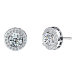 Bông tai bạc S925 mặt đá tròn nữ tính – K0077