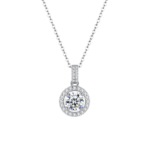 Dây chuyền bạc S925 mặt tròn moissanite thanh lịch – K0079