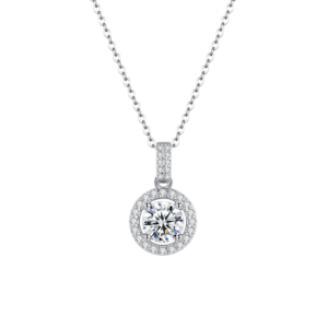 Dây chuyền bạc S925 mặt tròn moissanite thanh lịch - K0079