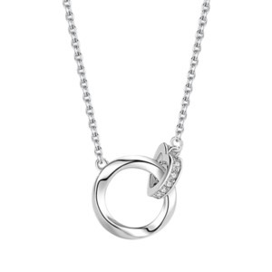 Dây chuyền bạc S925 vòng tròn đôi đính zircon thanh lịch - K0081