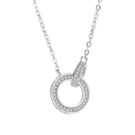 Dây chuyền bạc S925 vòng tròn đôi đính zircon – K0082