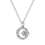 Dây chuyền bạc S925 mặt tròn mở đính zircon – K0083