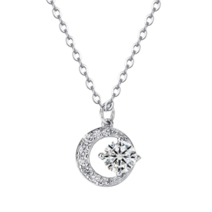 Dây chuyền bạc S925 mặt tròn mở đính zircon - K0083