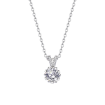 Dây chuyền bạc S925 mặt đá tròn đính zircon chữ V – K0084