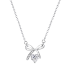 Dây chuyền bạc S925 mặt nơ đá trái tim zircon – K0087