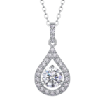 Dây chuyền bạc S925 mặt giọt nước halo moissanite 1CT – K0095