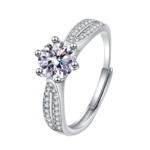 Nhẫn bạc S925 moissanite 1CT 6 chấu đính đá – K0096