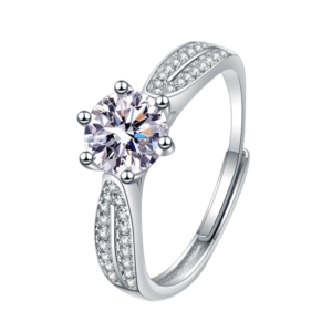 Nhẫn bạc S925 moissanite 1CT 6 chấu đính đá - K0096