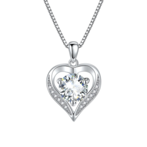 Dây chuyền bạc S925 mặt trái tim moissanite 1CT - K0097