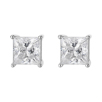 Bông tai bạc S925 moissanite princess 1CT tối giản – K0101