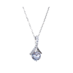 Dây chuyền bạc S925 mặt đá tròn 4 chấu – K0106