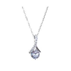 Dây chuyền bạc S925 mặt đá tròn 4 chấu - K0106